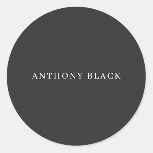 Mattes Schwarz Minimalist Einfach Elegant Klassisc Runder Aufkleber