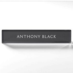 Mattes Schwarz Minimalistisches Einfaches Elegante Namensplakette