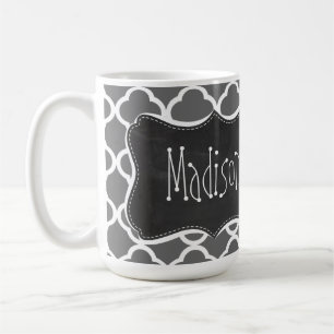 Mattgraues Vierblatt; Schultafel-Look Kaffeetasse