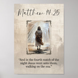 Matthäus 14:25 Bibelvers Kunstwerk, Neutral Modern Poster