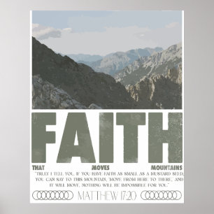 Matthäus 17:20 Glaube kann Berge versetzen Poster