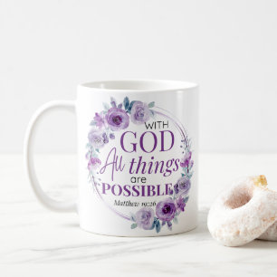 Matthäus 19:26 Mit Gott ist alles möglich Lila Blu Kaffeetasse