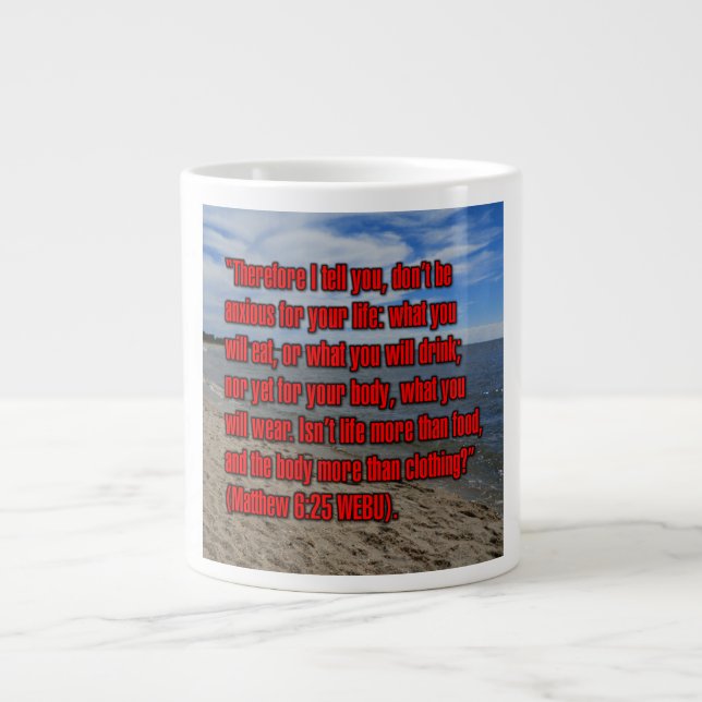 Matthäus 6:25 WEBU Mug Jumbo-Tasse (Vorderseite)