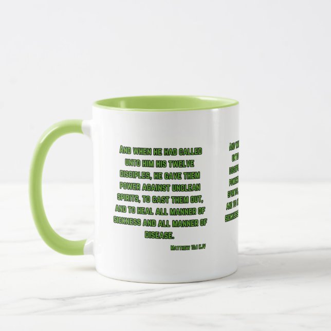 Matthew 10:1 KJV Bible Scripture Two-Tone Tasse (Links)