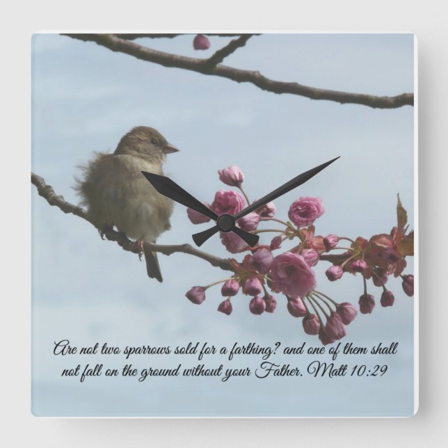 Matthew 10:29 Bibelverse Wall Clock Quadratische Wanduhr (Vorderseite)