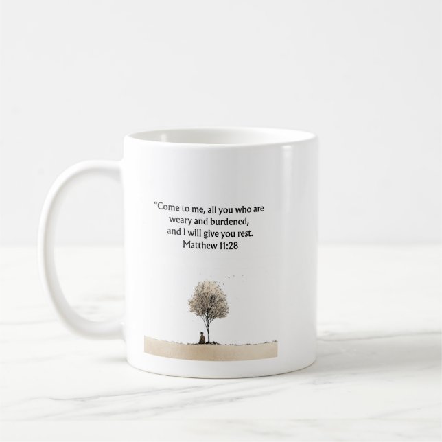 Matthew 11:28 Christlicher Becher | Ermutigungsges Kaffeetasse (Links)
