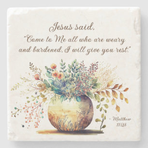 Matthew 11:28 Jesus sagte, Komm zu mir Bibel Verse Steinuntersetzer