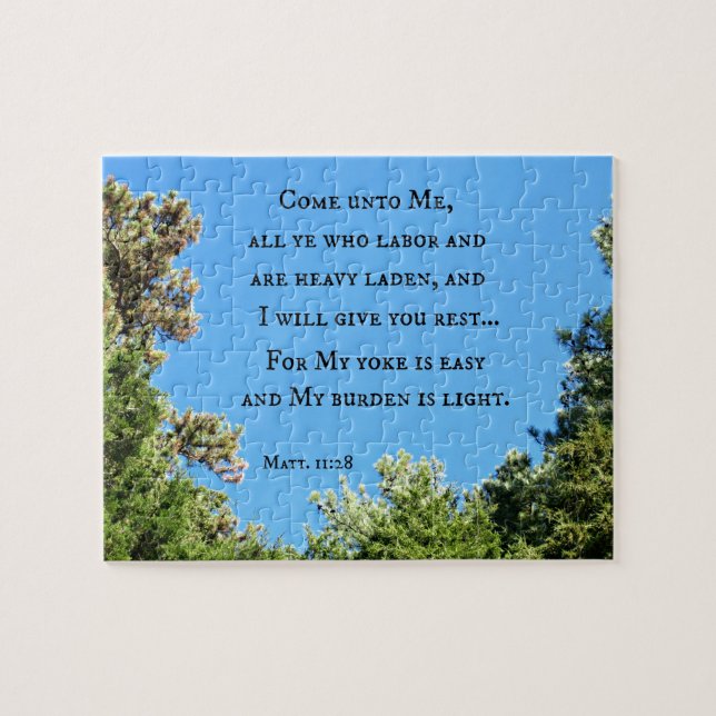 Matthew 11:28 Kommt zu mir, ihr alle, die ihr arbe Puzzle (Horizontal)