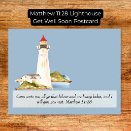 Matthew 11:28 Leuchtturm bald gut Postkarte