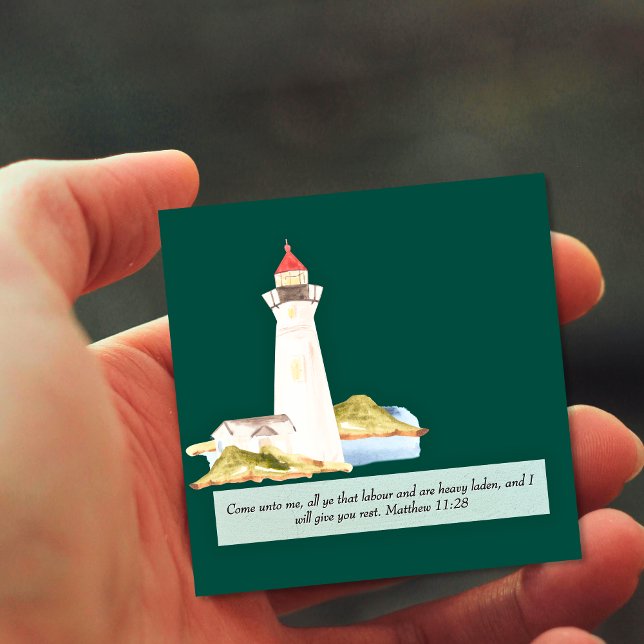 Matthew 11:28 Leuchtturm Quadratische Visitenkarte (Matthew 11:28 Lighthouse Square Business Card)