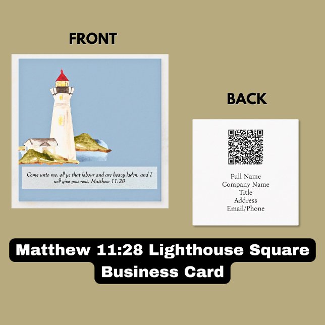 Matthew 11:28 Leuchtturm Quadratische Visitenkarte (Von Creator hochgeladen)