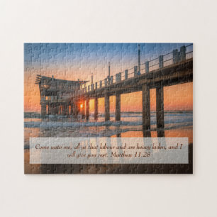 Matthew 11:28 Sunset Pier Puzzle
