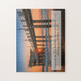 Matthew 11:28 Sunset Pier Puzzle