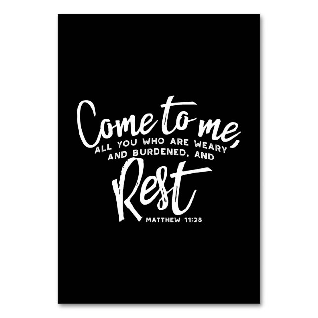 Matthew 11 Bibelverse Tischnummer (Vorderseite)