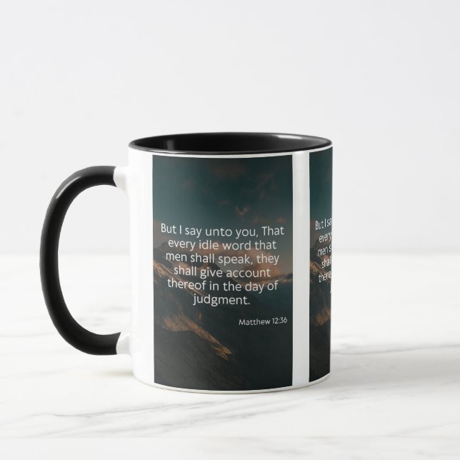 Matthew 12:36 KJV Bible Verse Pic Zwei-Tonen-Tasse Tasse (Links)