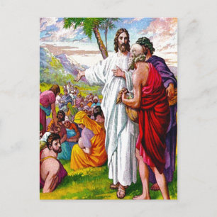 Matthew 14:13-21 Jesus Füttre 5000 Männer nach Kar Postkarte