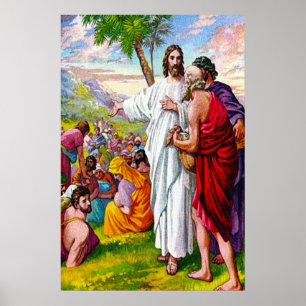 Matthew 14:13-21 Jesus Füttre 5000 Männer Poster