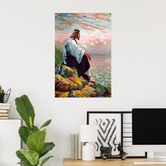 Matthew 14:22-23 Jesus Prays von sich Poster (Heimbüro)