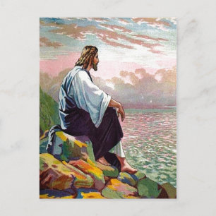 Matthew 14:22-23 Jesus Prays von sich selbst Postk Postkarte