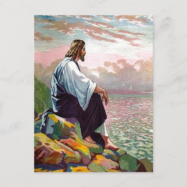 Matthew 14:22-23 Jesus Prays von sich selbst Postk Postkarte (Vorderseite)