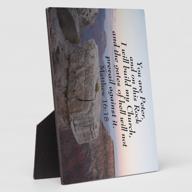 Matthew 16:18 Du bist Peter, und auf diesem Felsen Fotoplatte (Seite)
