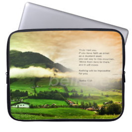 Matthew 17:20 Bergsteigen Bibel Vers Sonnenunterga Laptopschutzhülle
