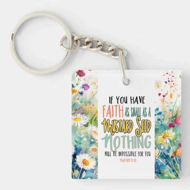 Matthew 17:20 Der Glaube als Senf-Bibelverse Schlüsselanhänger (Vorderseite)