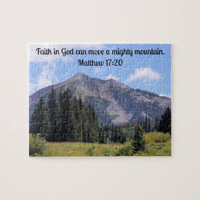 Matthew 17:20 Der Glaube an Gott kann einen mächti Puzzle (Horizontal)