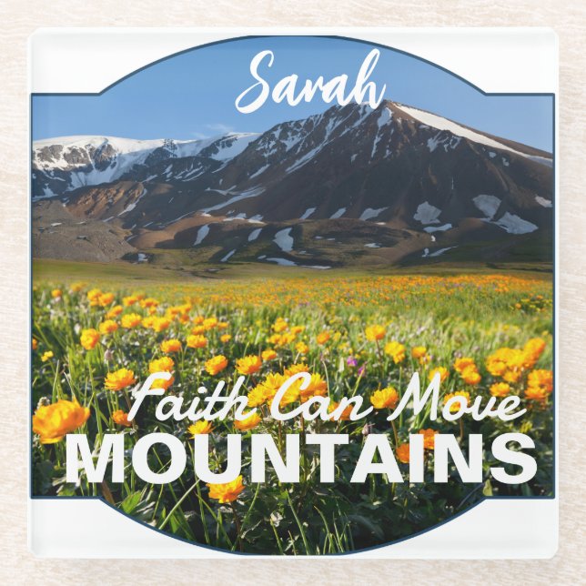 Matthew 17:20 Der Glaube kann Berge nach Maß beweg Glasuntersetzer (Vorderseite)