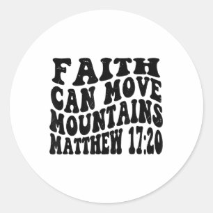 Matthew 17 20 Glaube kann Berge versetzen Retro Vi Runder Aufkleber