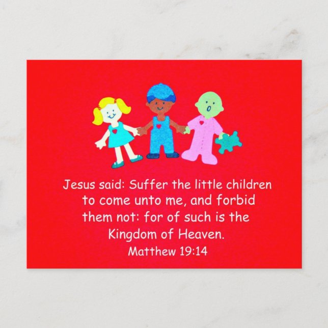 Matthew 19:14 Jesus sagte.. Postkarte (Vorderseite)