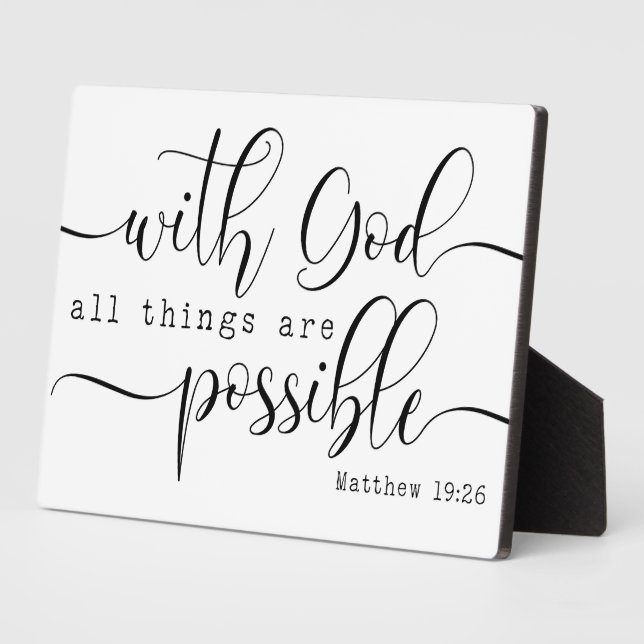 Matthew 19:26 Bibelschrift Bauernschild Fotoplatte (Seite)
