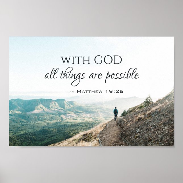 Matthew 19:26 Mit Gott ist alles möglich Poster (Vorne)