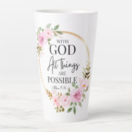 Matthew 19:26 Möglich mit Gott Pink Floral Milchtasse