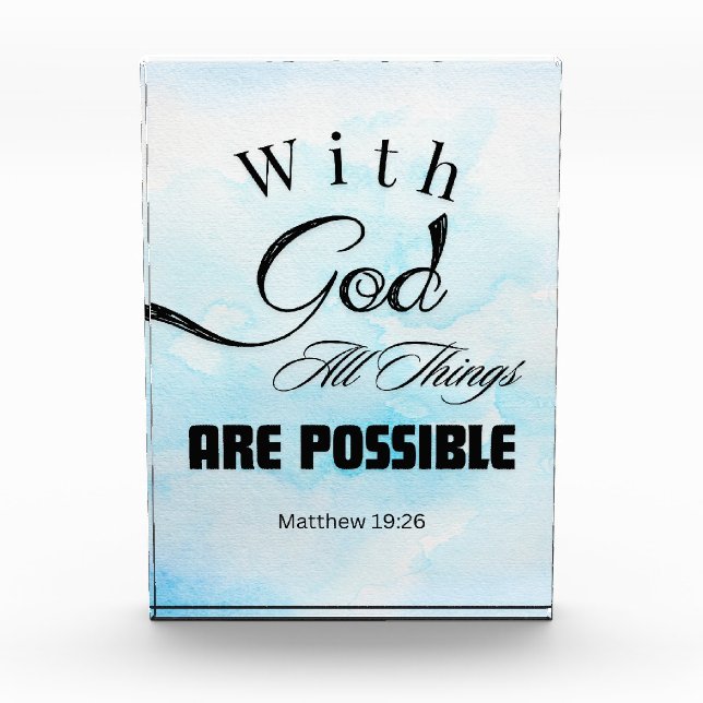 Matthew 19:26 Typografie-Design Fotoblock (Vorderseite)