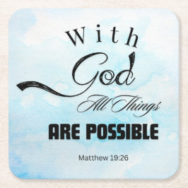 Matthew 19:26 Typografie-Design Rechteckiger Pappuntersetzer