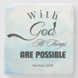 Matthew 19:26 Typografie-Design Steinuntersetzer