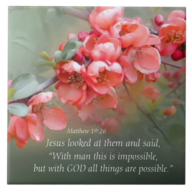 Matthew 19:26 With GOD All Things are are Möglichk Fliese (Vorderseite)
