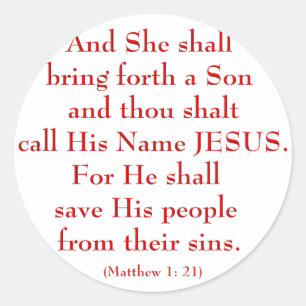 Matthew 1: 21 runder aufkleber
