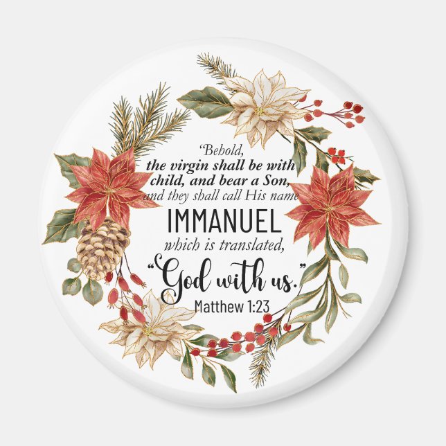 Matthew 1:23 Immanuel Gott mit uns Weihnachten Magnet (Vorne)
