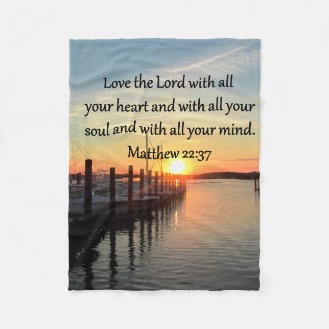 MATTHEW 22:37 SUNRISE SCRIPTURE VERSE DESIGN FLEECEDECKE (Vorderseite)