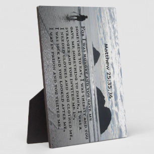 Matthew 25:35,36 Denn ich war hungrig und du hast Fotoplatte