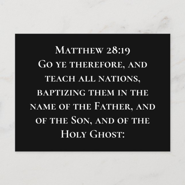 Matthew 28 19 Unterrichten aller Nationen Christli Postkarte (Vorderseite)