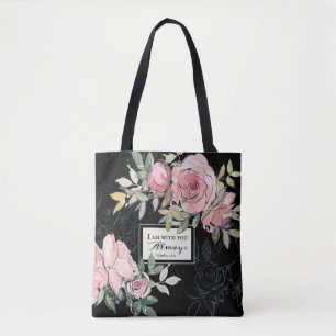 Matthew 28:20 Ich bin bei dir immer pink floral