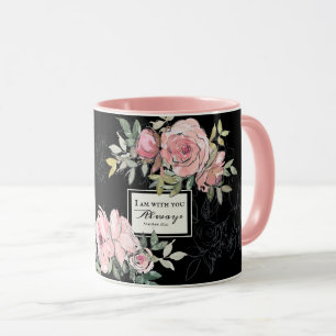 Matthew 28:20 Ich bin bei Ihnen immer rosa Blume Tasse