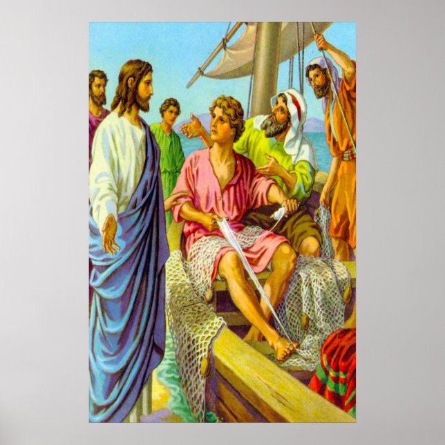 Matthew 4:18-22 Jesus ruft die Fischer auf, ihm zu Poster (Vorne)