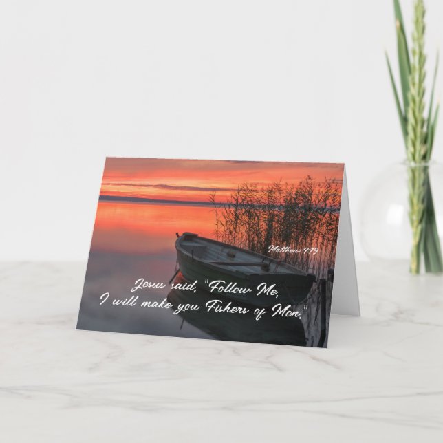 Matthew 4:19 Fishers of Men Christlich Bible Verse Karte (Vorderseite)