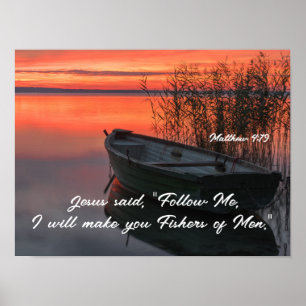 Matthew 4:19 Fishers of Men Christlich Bible Verse Poster