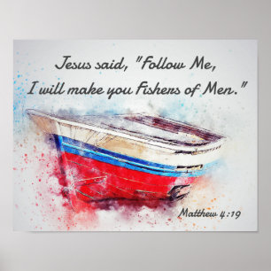 Matthew 4:19 Jesus sagte Folge mir Bibel Verse Poster