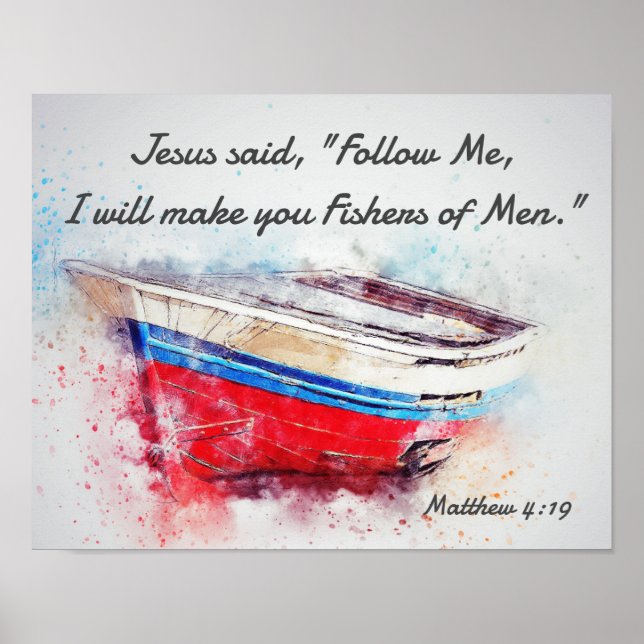 Matthew 4:19 Jesus sagte Folge mir Bibel Verse Poster (Vorne)
